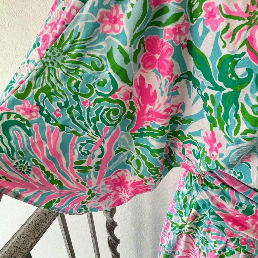 LILLY PULITZER SZ Medium PARIGI SKORT ROMPER *LEAF IT WILD* AMALFI BLUE - Picture 7 of 11